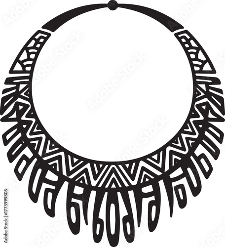 Elegant monochrome african tribal necklace design with intricate