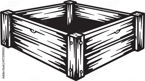Hand-Drawn illustration featuring Raised Garden Bed icon made fr