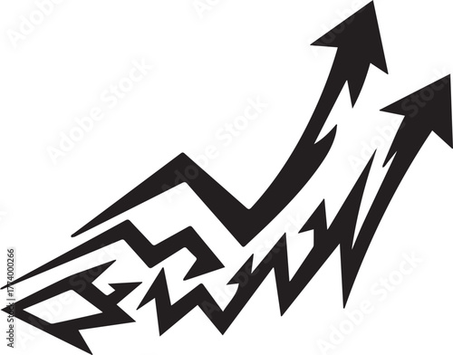 Stylized Black Arrows Ascending: A Graphic Representation of Gro