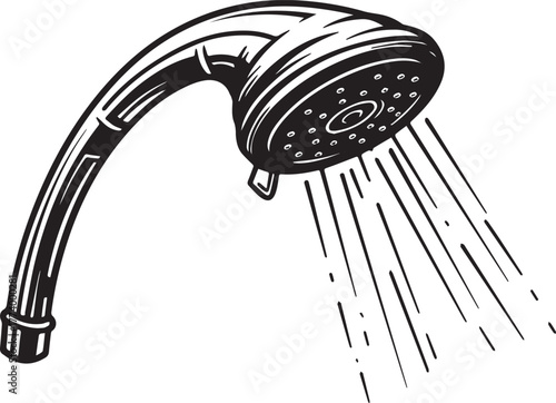 Modern sanitation: artistic representation of a shower head illu