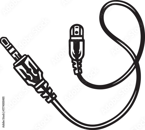 Monochrome audio connection illustration featuring dual differen