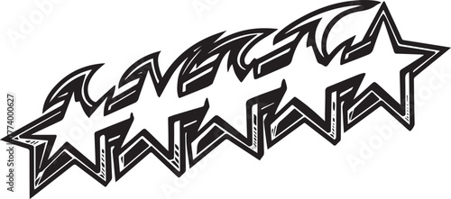 Dynamic cascade of stylized stars with an edgy tribal tattoo inf