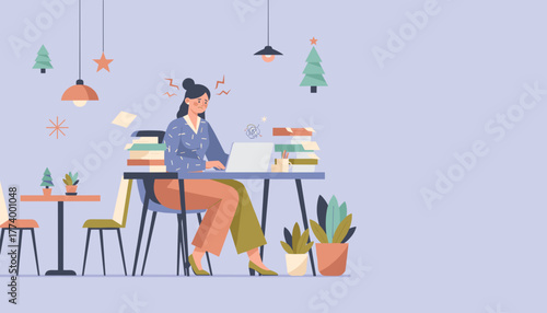 Overwhelmed woman at her desk suffering from burnout due to heavy workload and deadlines