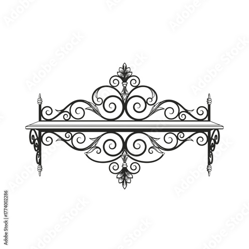 Ornate decorative iron shelf bracket in vintage style  