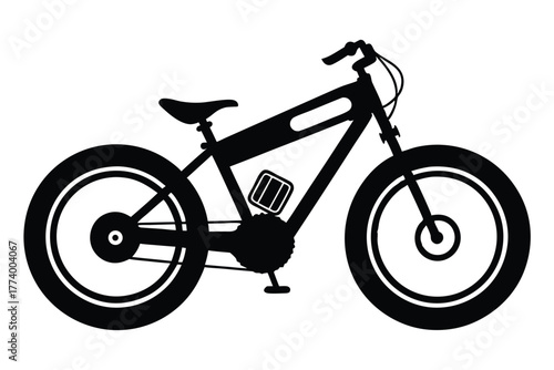electric bike black and white silhouette on white background