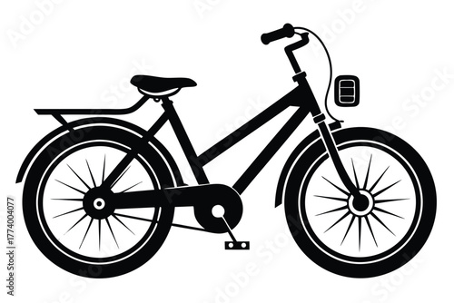 electric bike black and white silhouette on white background