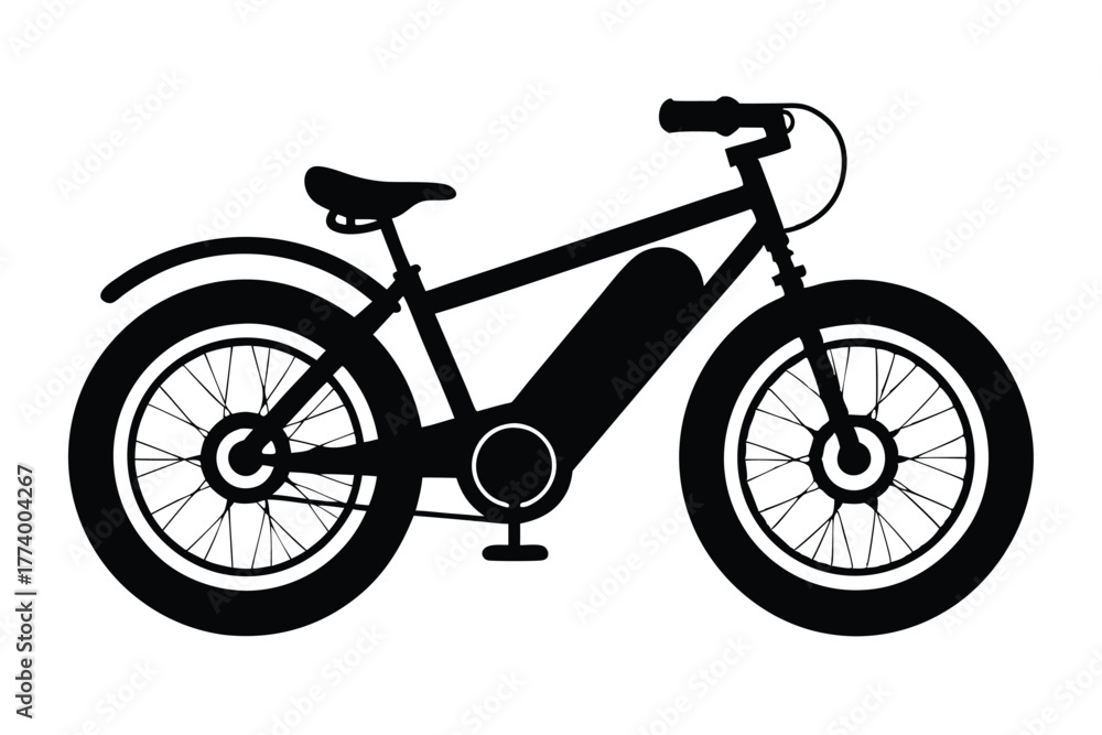 Obraz premium electric bike black and white silhouette on white background