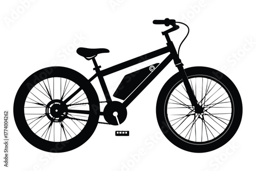 electric bike black and white silhouette on white background