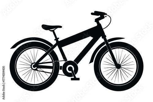 electric bike black and white silhouette on white background
