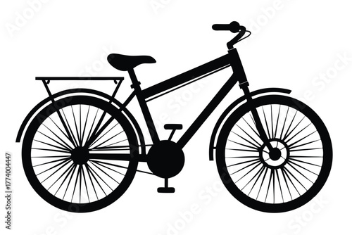 electric bike black and white silhouette on white background