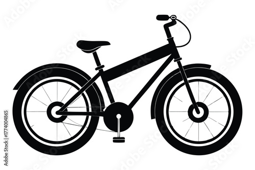 electric bike black and white silhouette on white background