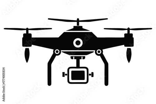 drone camera black and white silhouette on white background