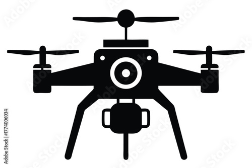 drone camera black and white silhouette on white background
