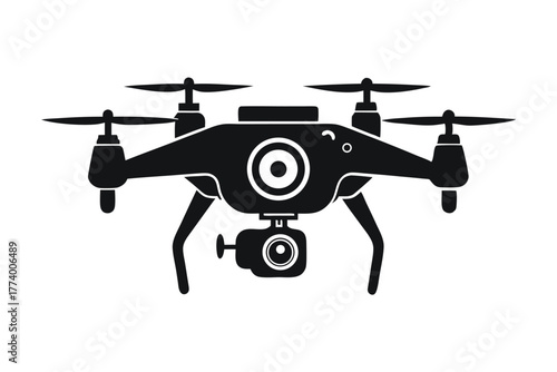 drone camera black and white silhouette on white background