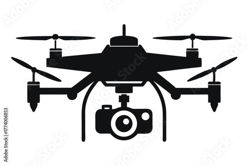 drone camera black and white silhouette on white background