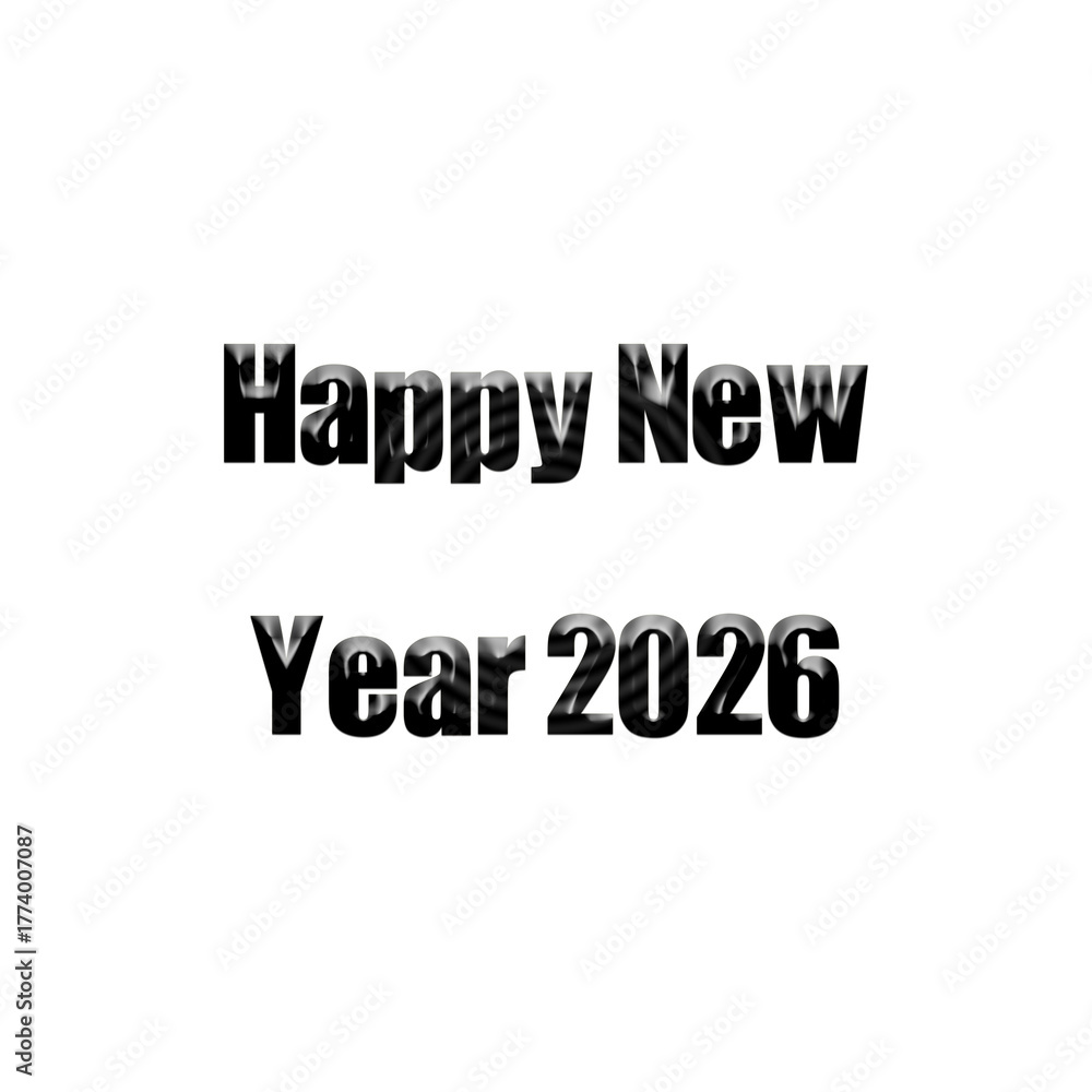 Fototapeta premium Happy New Year 2026 Typography Text Design | Minimal Greeting Lettering Art | Festive Celebration Graphic