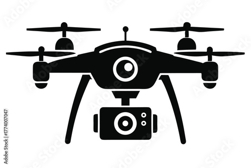 drone black and white silhouette on white background