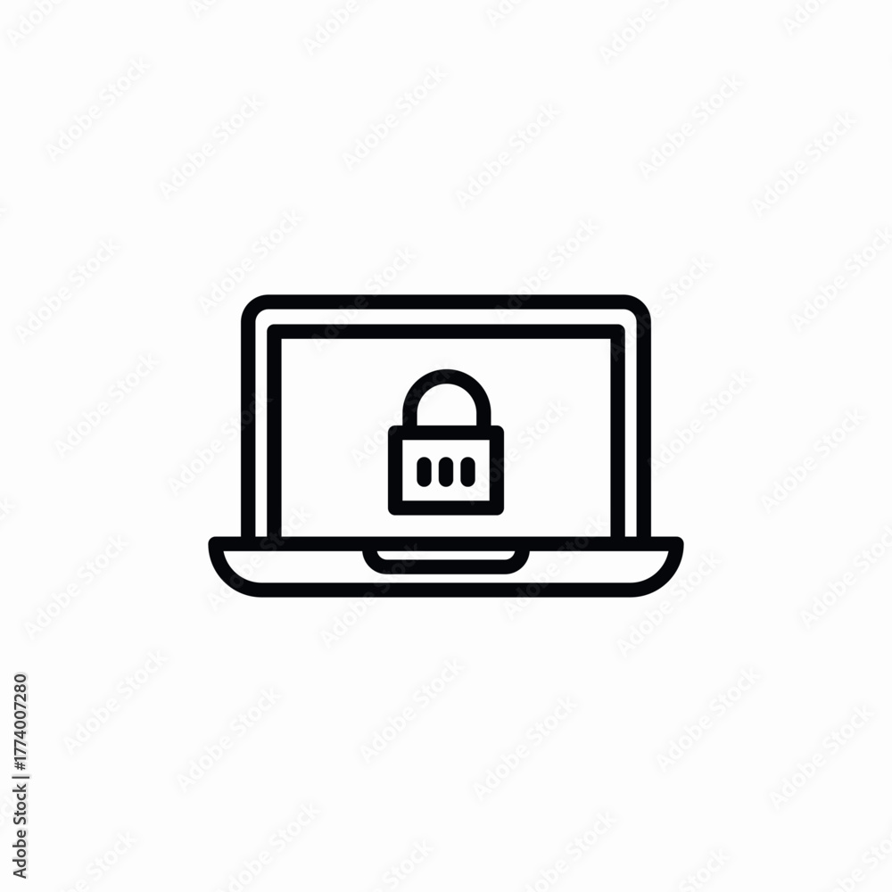 Obraz premium laptop lock security icon sign vector