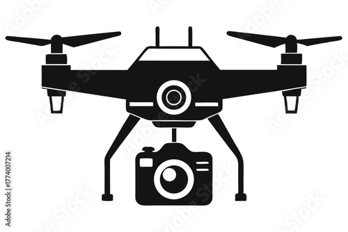 drone black and white silhouette on white background