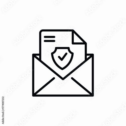insurance document in envelope mail icon sign vector