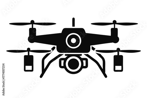 drone black and white silhouette on white background