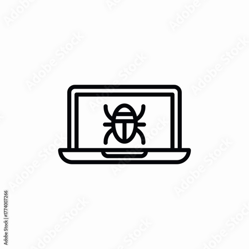 laptop bug icon sign vector