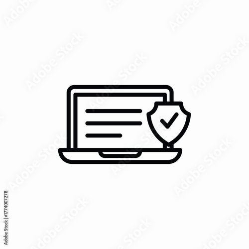 laptop protected icon sign vector