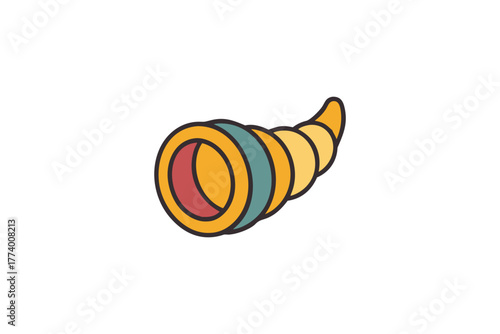 Colorful Cornucopia Horn of Plenty Thanksgiving Harvest Symbol Abundance Prosperity Autumn Celebration Icon Design for Festive Holidays