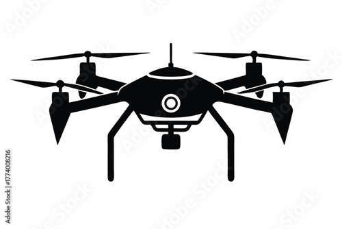 drone black and white silhouette on white background