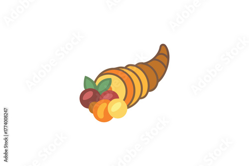 Traditional Cornucopia Filled with Autumn Harvest Fruits and Vegetables Symbolizing Abundance Prosperity and Thanksgiving Celebration for Seasonal Festivities and Gratitude