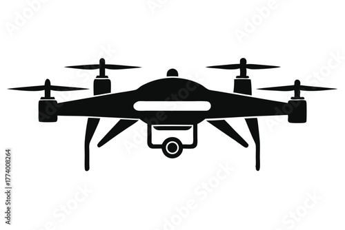 drone black and white silhouette on white background