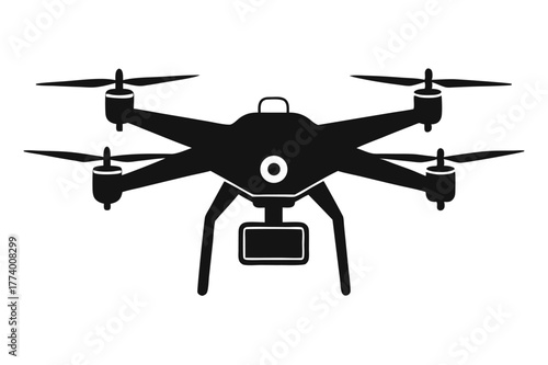 drone black and white silhouette on white background