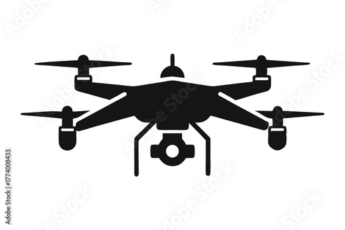 drone black and white silhouette on white background