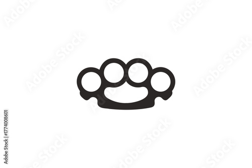 Brass Knuckles Solid Black Icon Weapon Self Defense Aggression Symbol Danger Warning