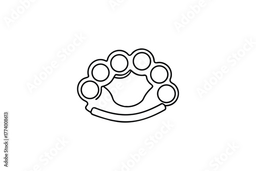 Brass Knuckles Line Art Icon Weapon Self Defense Aggression Symbol Danger Warning