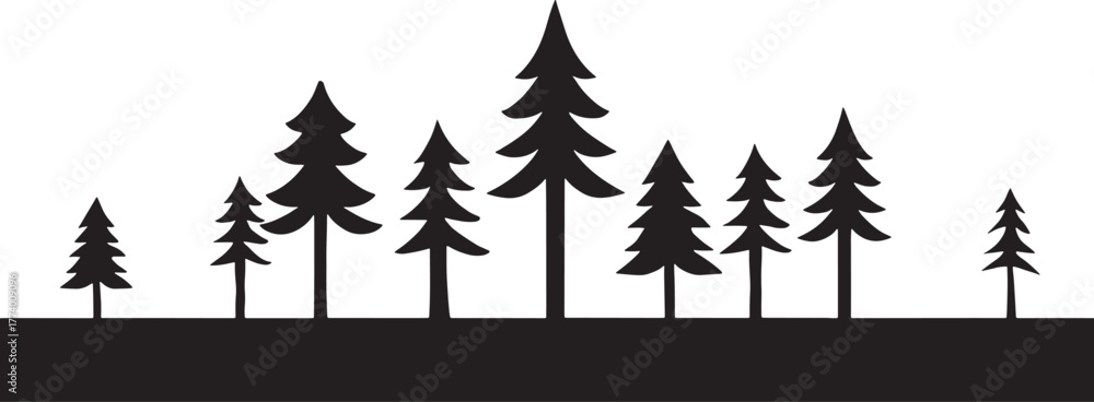 Obraz premium Vector set of Christmas pine trees with snow illustration for winter holiday design