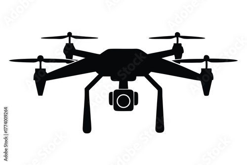 drone black and white silhouette on white background