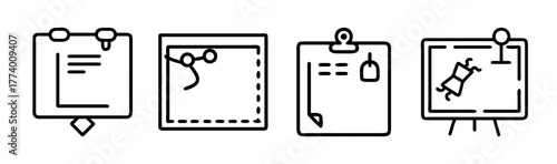 Vector corkboard illustration with pins and notes for presentations