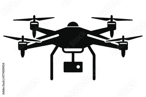 drone black and white silhouette on white background
