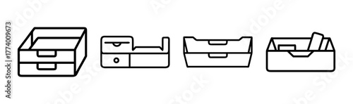 Clean vector illustration of a desk drawer organizer icon