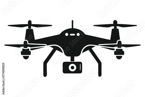 drone black and white silhouette on white background
