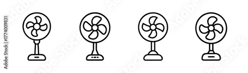 Modern desk fan vector icon illustration for cooling and airflow