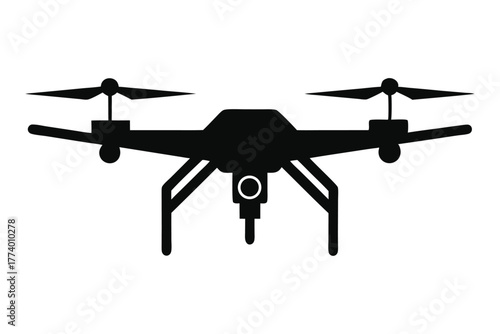 drone black and white silhouette on white background