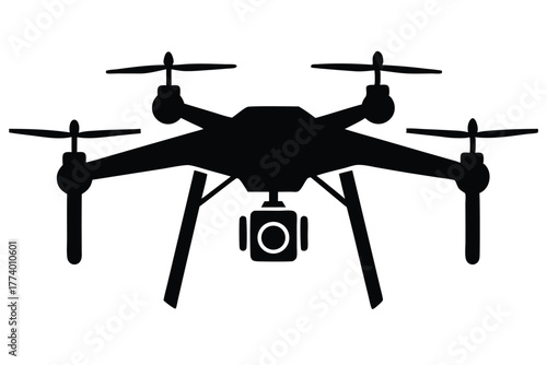 drone black and white silhouette on white background