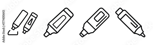 Set of colorful dry erase markers vector illustration icons