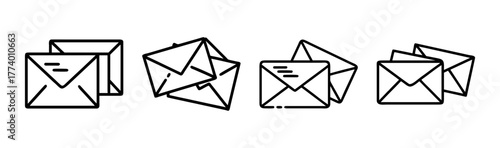 Collection of various types of envelopes for mail and communication vector illustration