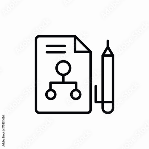 schema file pen icon sign vector
