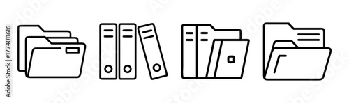 Vector illustration of colorful layered filing folders organization system icon