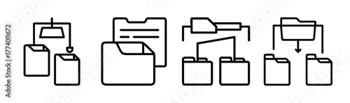 Five hanging file folders vector illustration icon