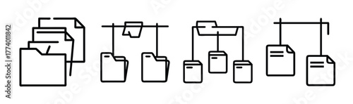 Illustration of hanging file folders office organization vector graphic